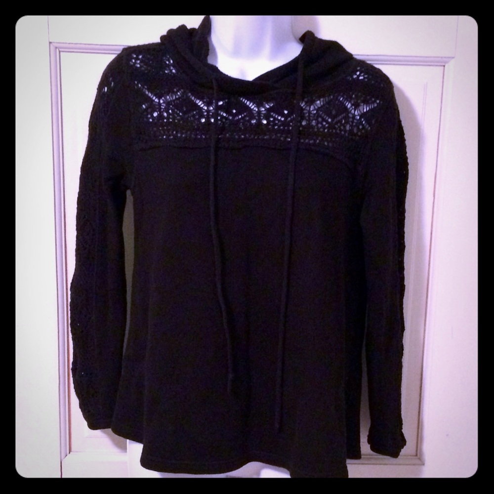 Women’s black crochet hoodie